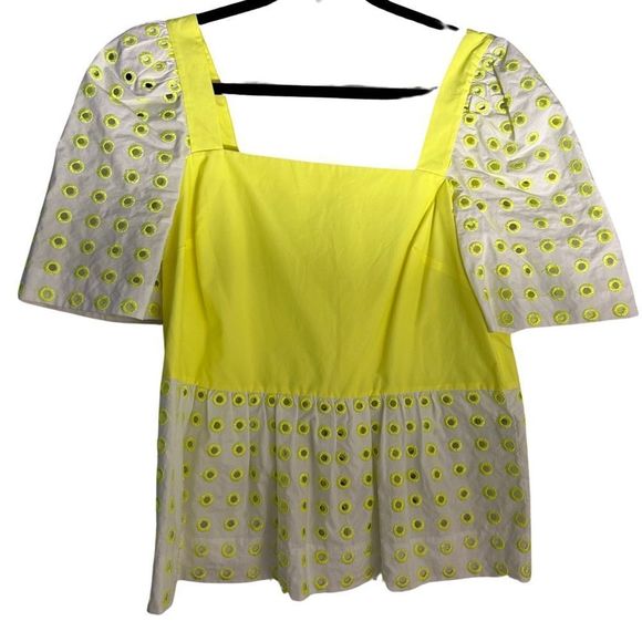 Tanya Taylor Delia Neon Eyelet Top - Picture 2 of 4